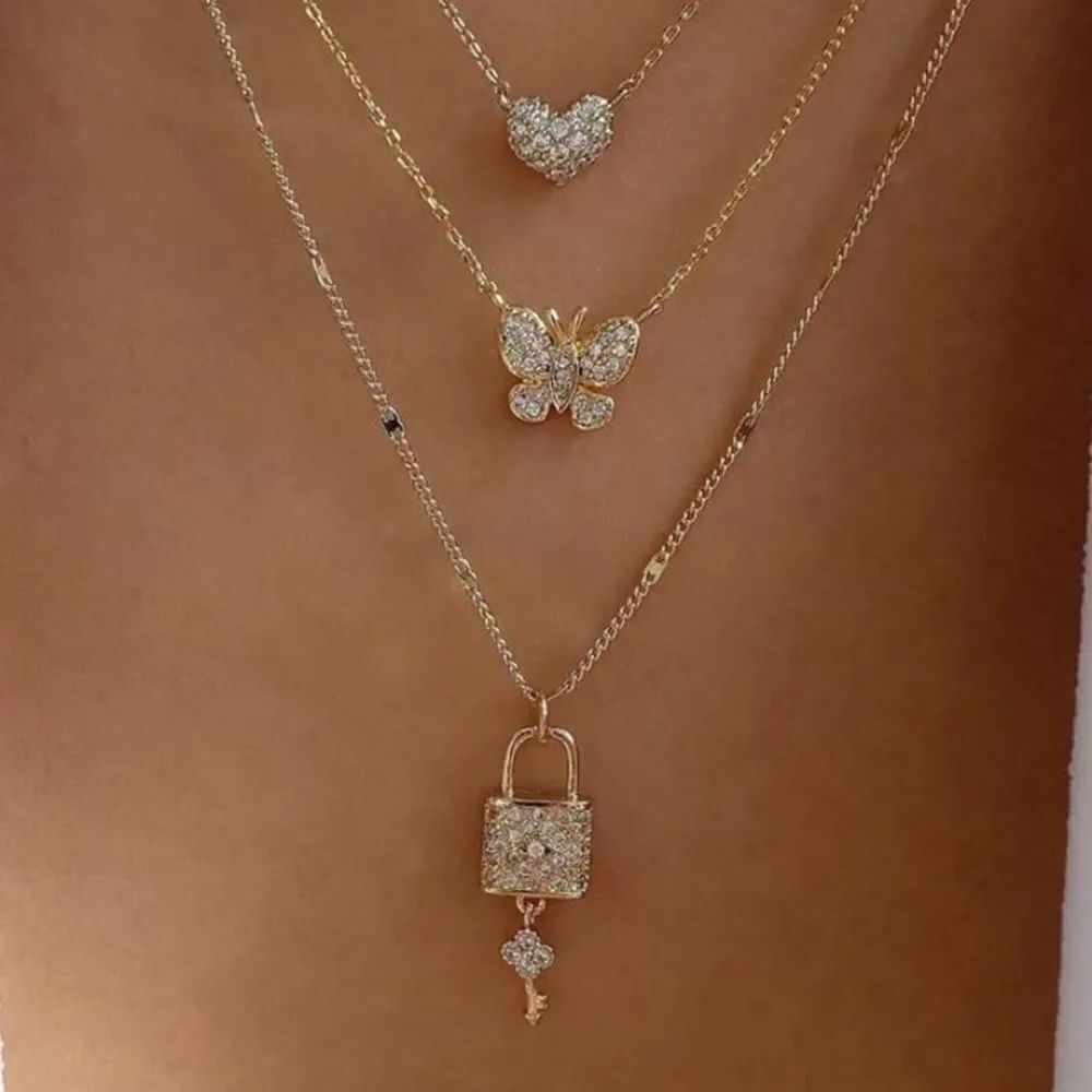 3for$20 Rhinestone Heart Layered Necklace